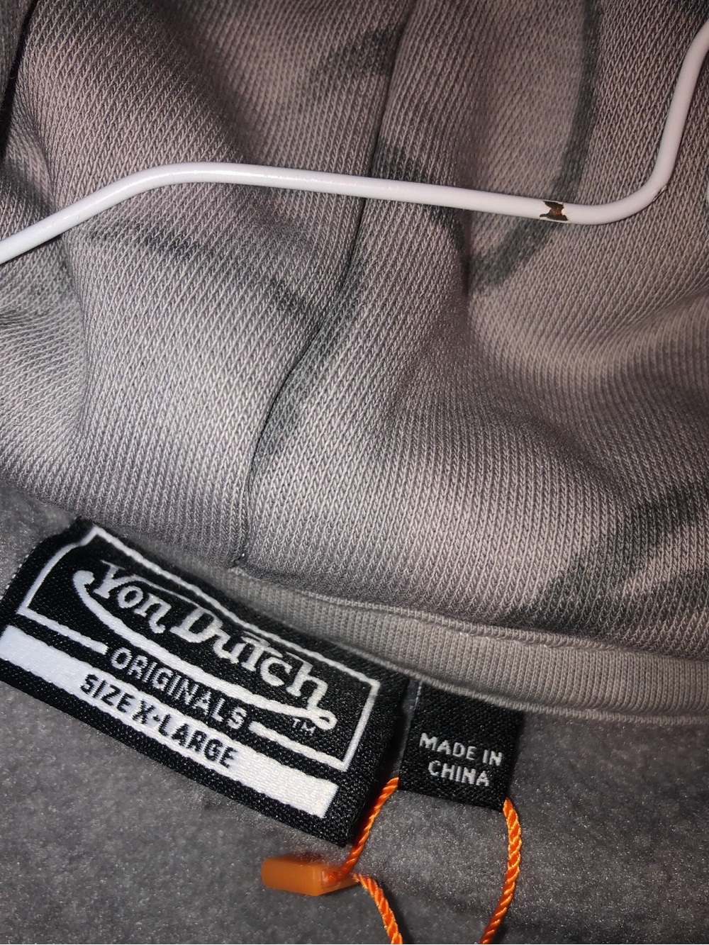 Von Dutch Hoodie Gray with Flame Dice & 8-Ball - Picture 5 of 10